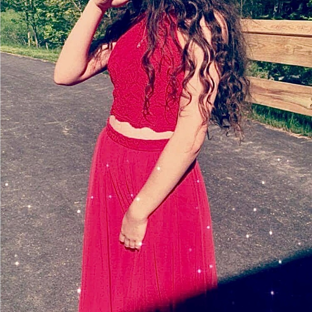 Red 2 Piece Prom Dress